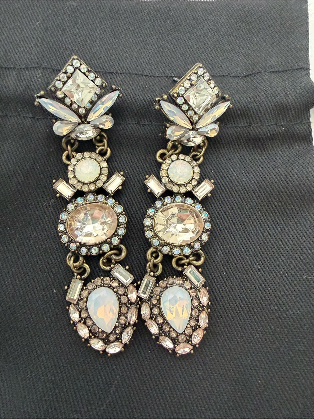 Baublebar Crystal Drop Statement Earrings in Opal and Clear with post backs